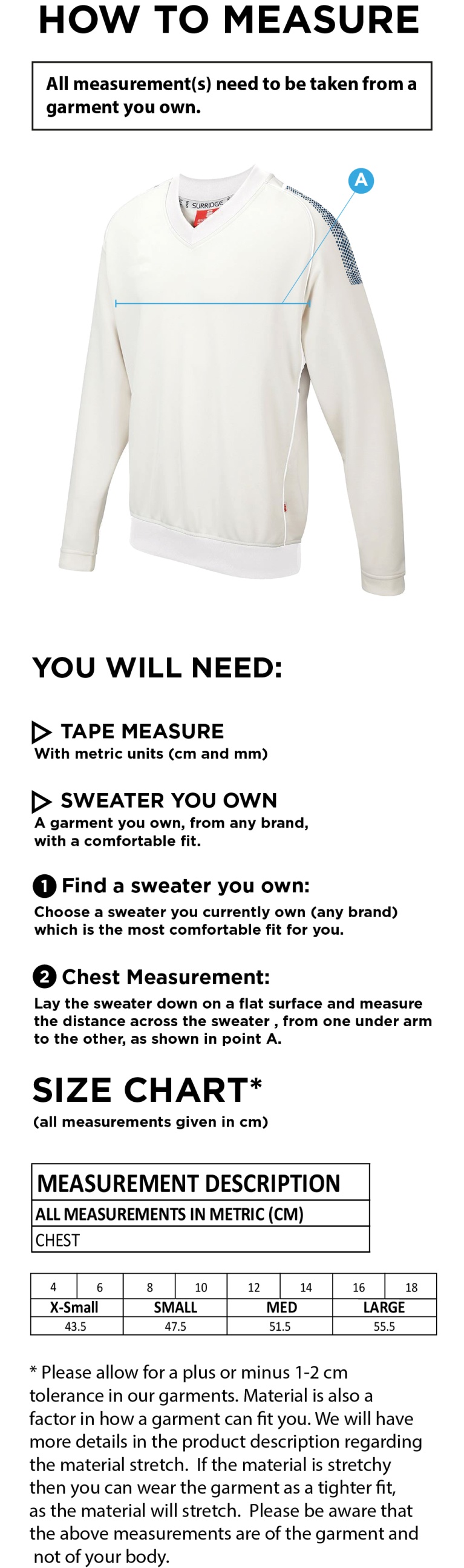 KETTERINGHAM HALL CC BLAST LONG SLEEVE WOMEN'S SWEATER - Ivory - Size Guide