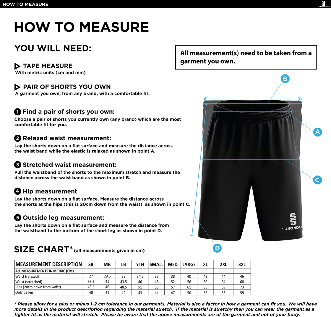 Ketteringham Hall CC - Blade Shorts - Size Guide