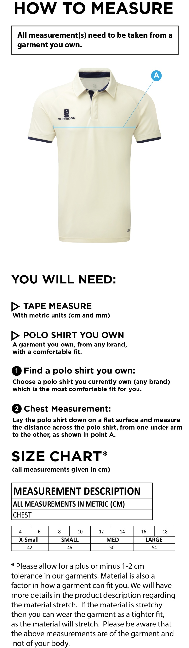 KETTERINGHAM HALL CC Dual Cricket Shirt Short Sleeve Womens - Size Guide