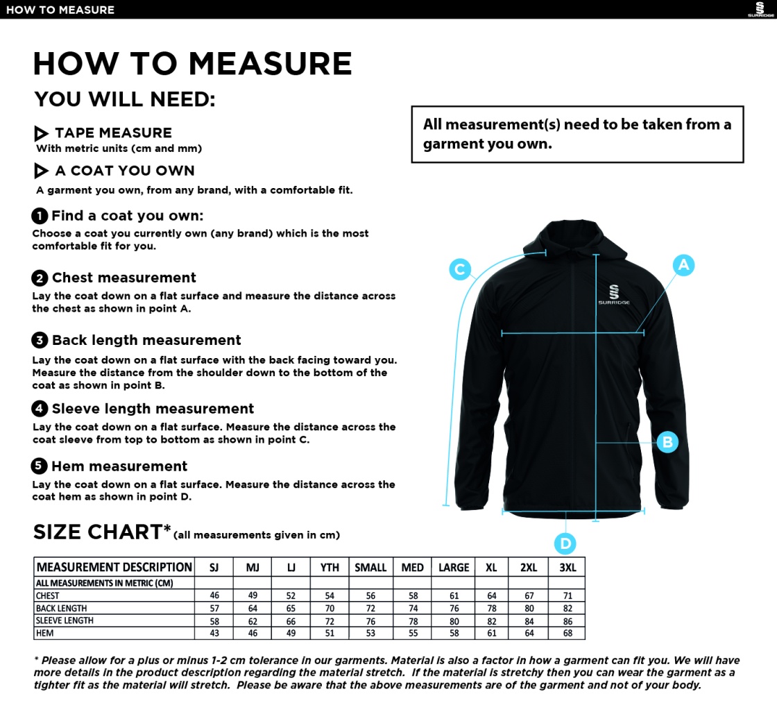 ketteringham hall cc Dual Elite 1/4 Zip Hoody / Rain Jacket : Navy - Size Guide